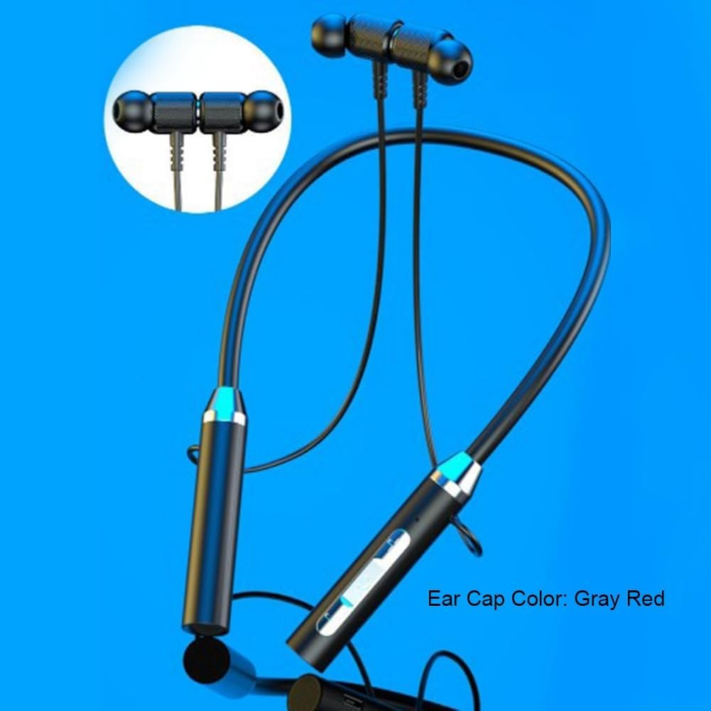 ISTOVO Wireless Bluetooth Headset Neck Type Stereo Noise Reduction Universal Plug-In Card Sport Ear Headset Mic,Blue image number 2