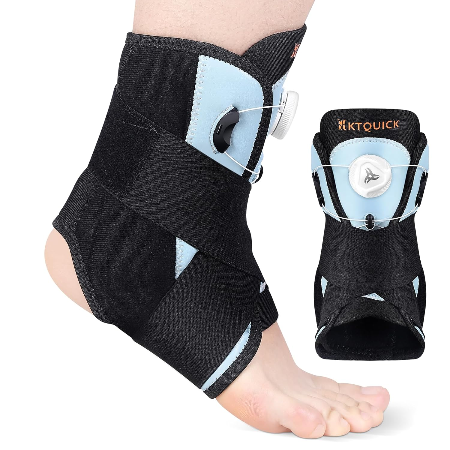 Ankle Brace for Sprained Ankle, Adjustable Knob Support with Removable Metal Splints, KTQUICK Breathable Ankle Stabilizer for Unsex, Pain Relief for Swelling, Injury Recovery&Sports,S(Shoes 5&lsquo;&rsquo;-8.5&lsquo;&rsquo;)
