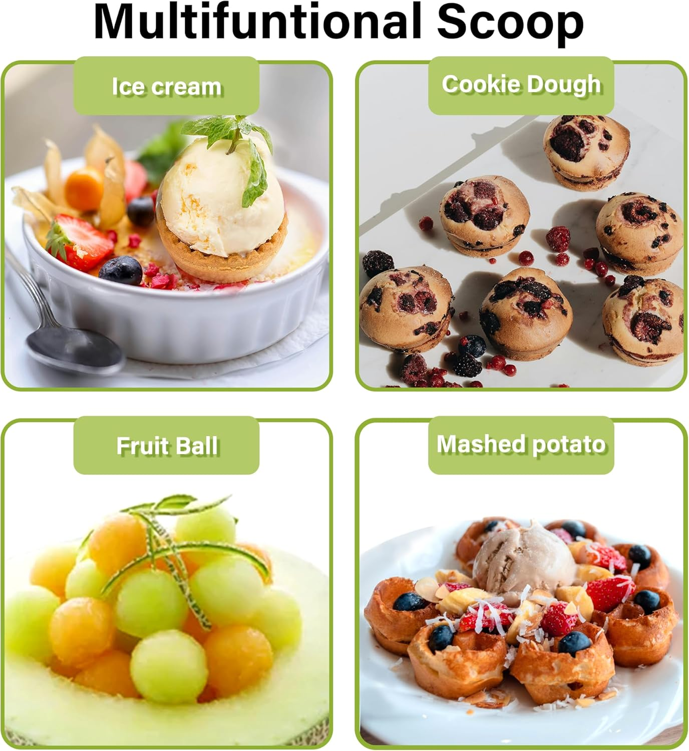 Stainless Steel Ice Cream Scoop, 8.7 Tbsp, Ice Ball Scoop, 130 Ml with Trigger and Comfortable Handle for Ice Cream Ball, Baking, Melon Ball, Ice Cream Scoop, Size 80 Mm image number 3