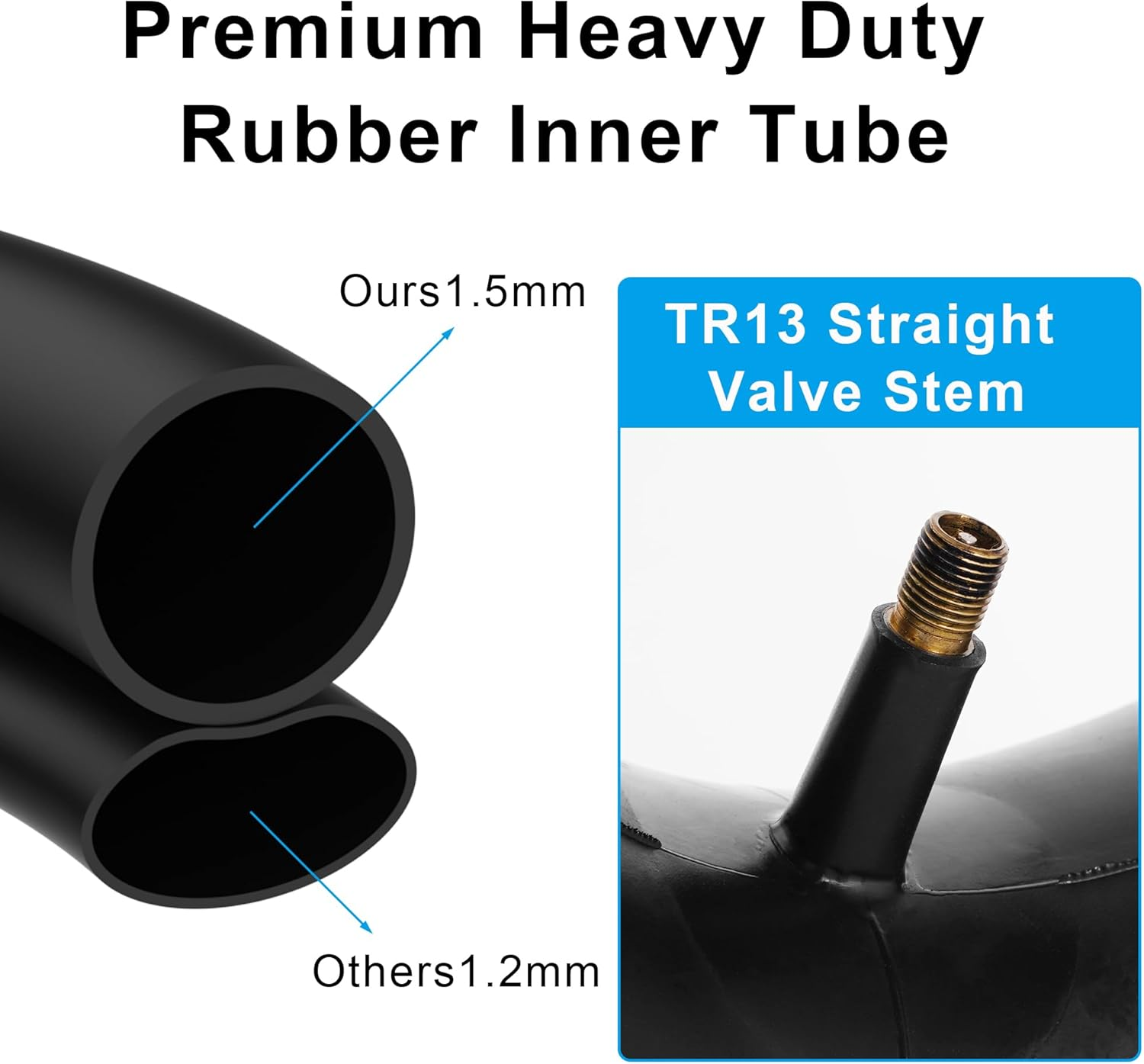 13 X 4.00-6'' Tube 4.10/3.50-6 Heavy Duty Replacement Inner Tube with TR-13 Straight Valve Stem (2-Pack) for Wheelbarrow Lawn Mower Hand Trucks, Gorilla Cart Wagons Snow Blowers image number 4