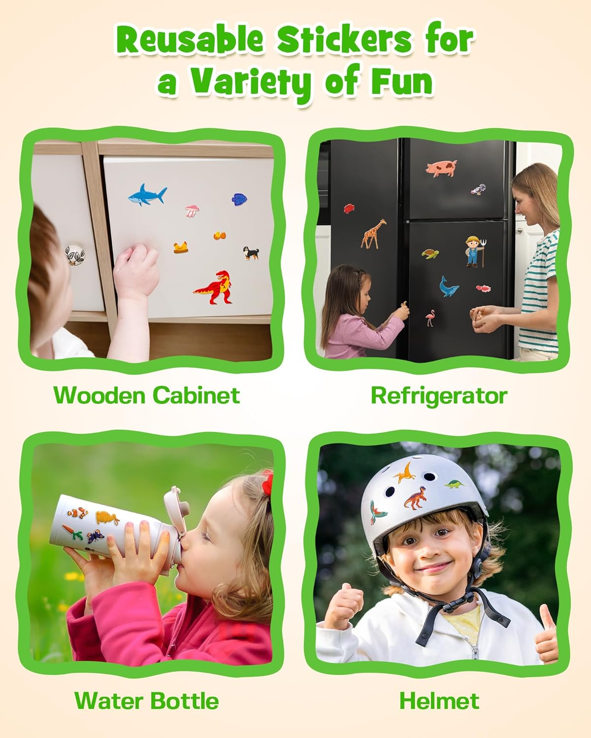 D-Fantix 3D Puffy Stickers for Kids Ages 4-8, Reusable Sticker Books for Toddlers 2-4 Years, Farm Dinosaur Ocean Safari, Car Road Trip Activities, Airplane Travel Toys, Birthday Gifts for Boys Girls image number 6