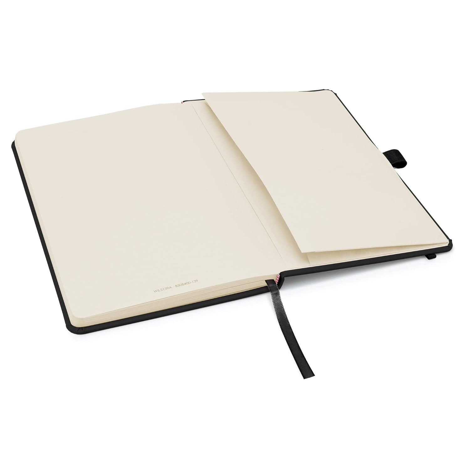 Notes London Eco A5 Notebook with Lined Pages, Pen Loop, Ribbon, Date Marks and Paper Pocket, Medium Hardback Journal, Note, Sustainably Sourced Paper (Black) image number 4