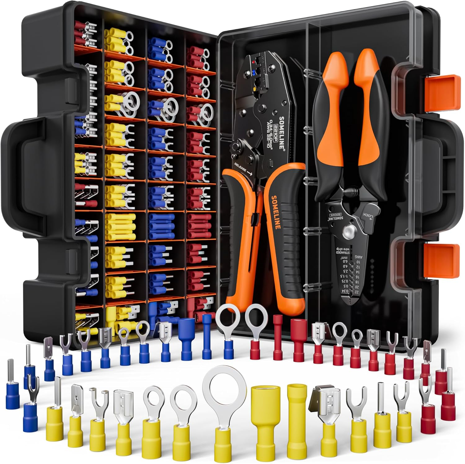 SOMELINE&reg; Electrical Connectors Crimping Tool Set, 39 Types, 22-10 AWG Crimping Pliers, Insulated Terminal Wire Connectors, Crimping Tools, Crimping Pliers, Crimpers image number 2