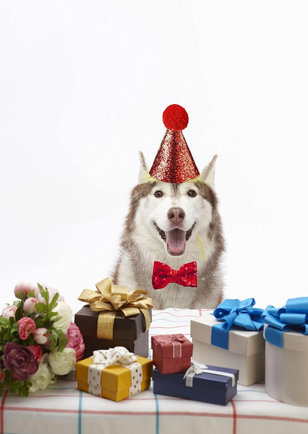 Christmas Pet Party Jazz Hat and Blingbling Bow Tie Breakaway Collar Set, Adjustable Headband for Kitten Puppy Small Dogs Cats (Sequin-Red) - 03 Sequin-Royal Blue image number 6