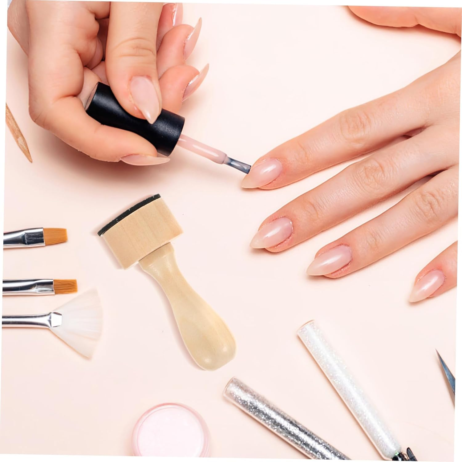 Nail Stamper Tool Set with Wooden Handle Ink Blending and Cleaning Pad Clamping Design for Nail Care Suitable for Professional Salon and Home Use Versatile for Scrapbooking And image number 2