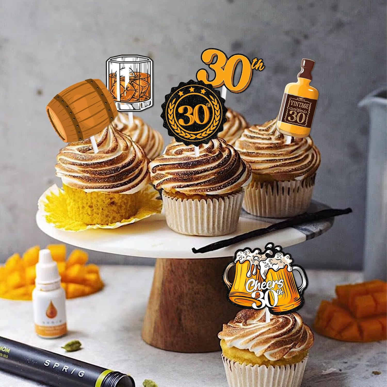 S-Cp-1030Ice Cream Fruit Dessert Cupcake Topper Colorful Glitter Happy Birthday Sensory Pop Game Theme Decor Supplies Baby Shower Boys Girls Birthday Party Decorations image number 2