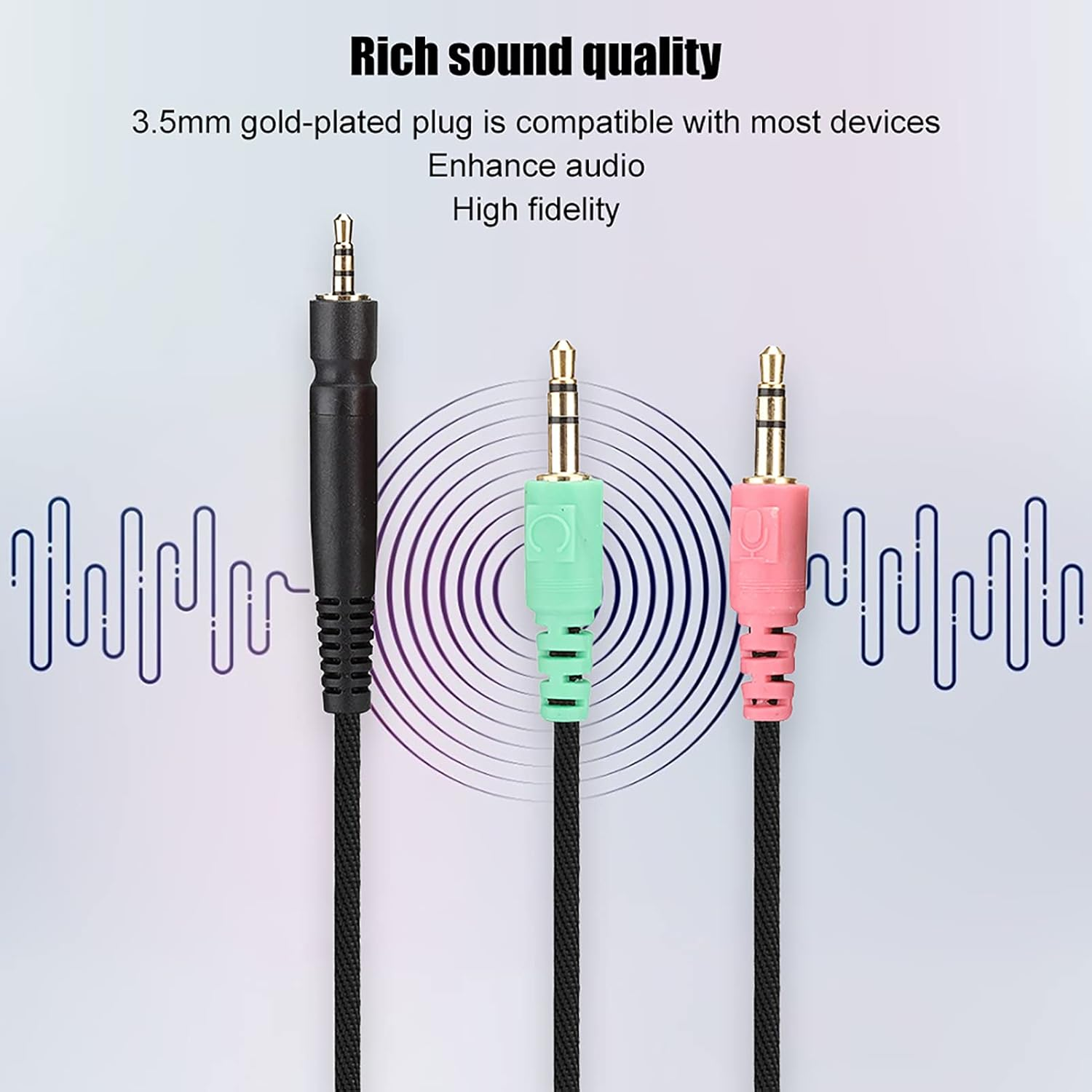 Gaming Headset Cable - 3.5Mm Gold Plated Plug for G4ME ONE, PC373D, PC37X, GSP350, 500, 600 - High-Fidelity Sound image number 2