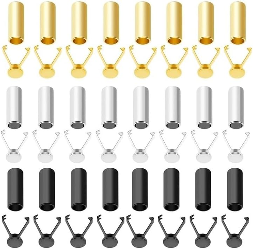 24 PCS Cylindrical Shoelace Heads, Metal Tips,Alloy,Clothing Rope Shoe Laces Tips Protector,Replacement Head image number 2