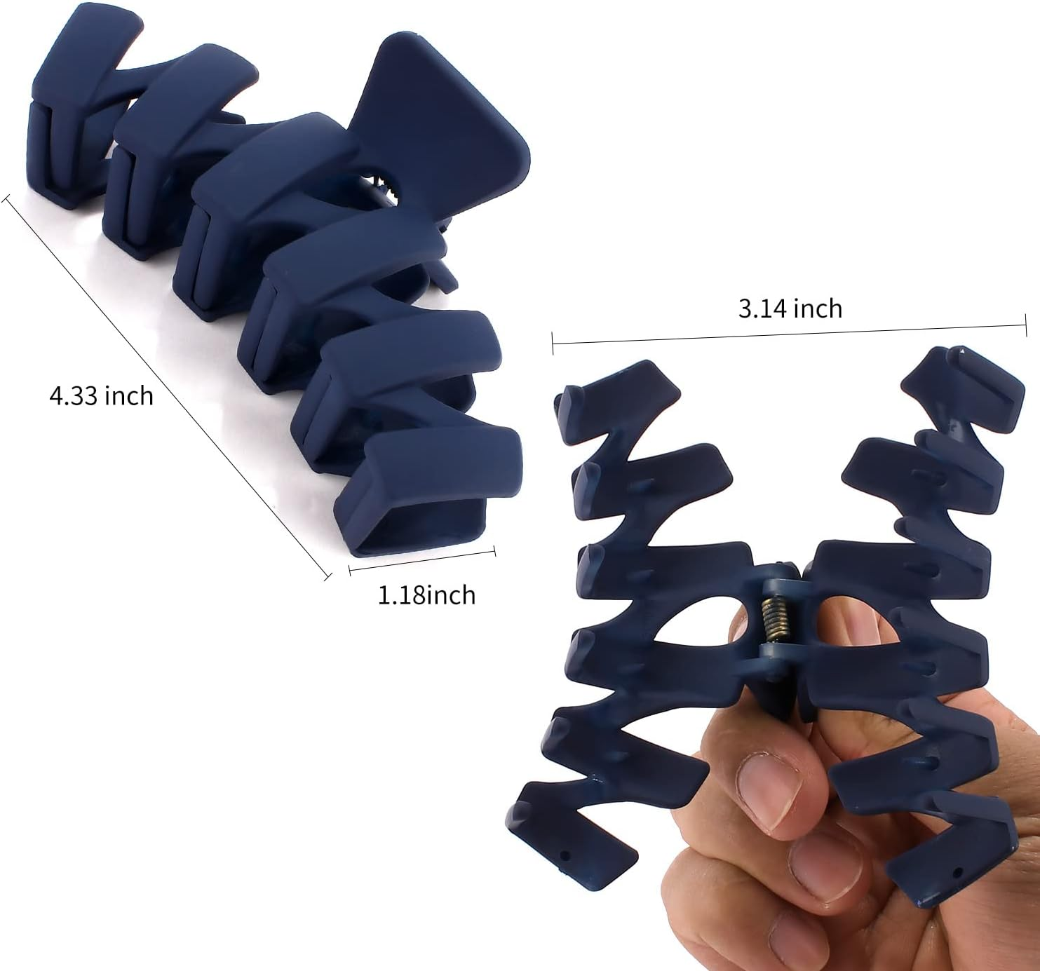 Supoo 4Pcs Large Claw Hair Clips for Thick & Thin Hair - 4.3" Strong Hold Jumbo Matte Banana Jaw Clips, Cute Hair Accessories & Gifts - Black,Green image number 3