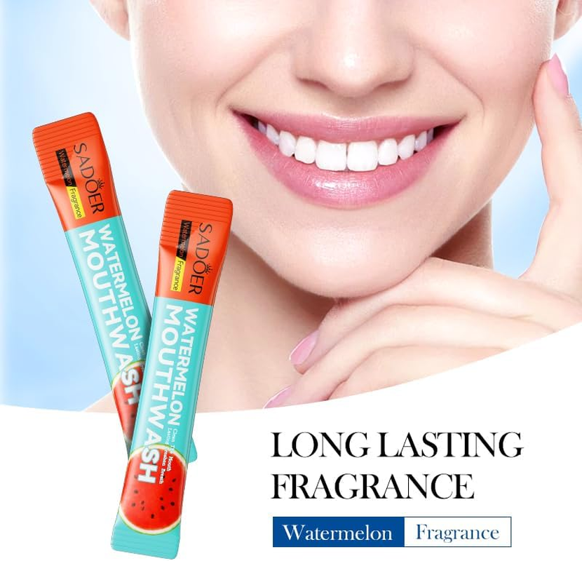 Portable Watermelon Mouthwash, 20 Pack, 10Ml Single-Use Portions, Fresh Breath Formula image number 3