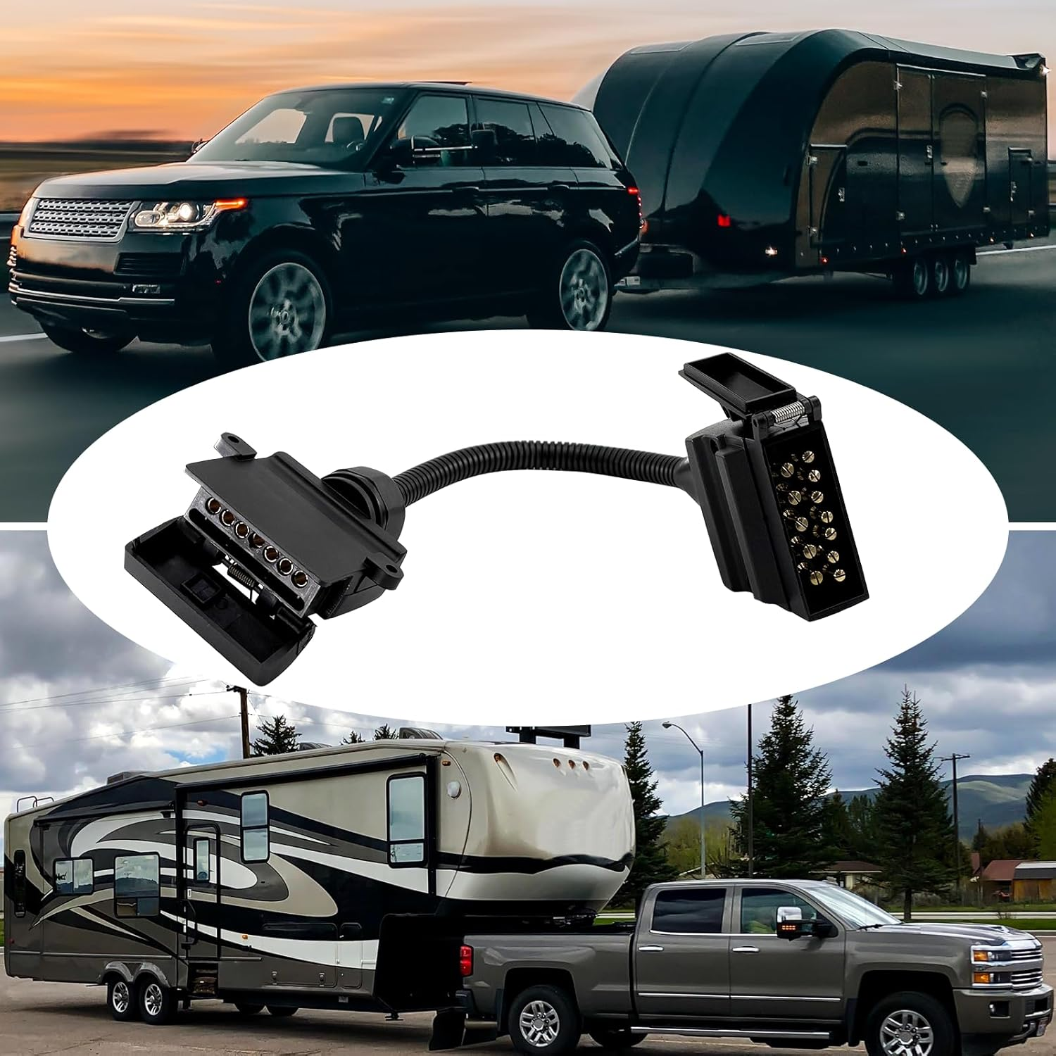 Trailer Adapter 12 Pin Male Plug to 7 Pin Flat Socket, 12V Au-Standard 4WD Trailer Light Adapter, 35Cm Extra-Length Waterproof Connector for RV Truck Caravan Utility Tow Vehicles image number 2