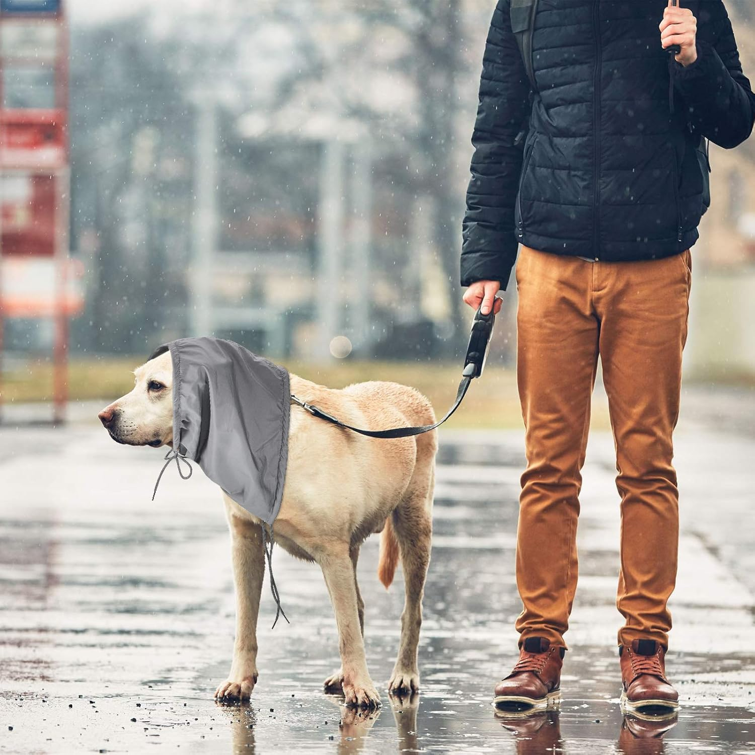 Geyoga 2 Pieces Waterproof Dog Snood Dog Neck and Ears Warmer Reflective Neck Ear Scarf Snood Headband Scruff Winter Headwear(Large) image number 2