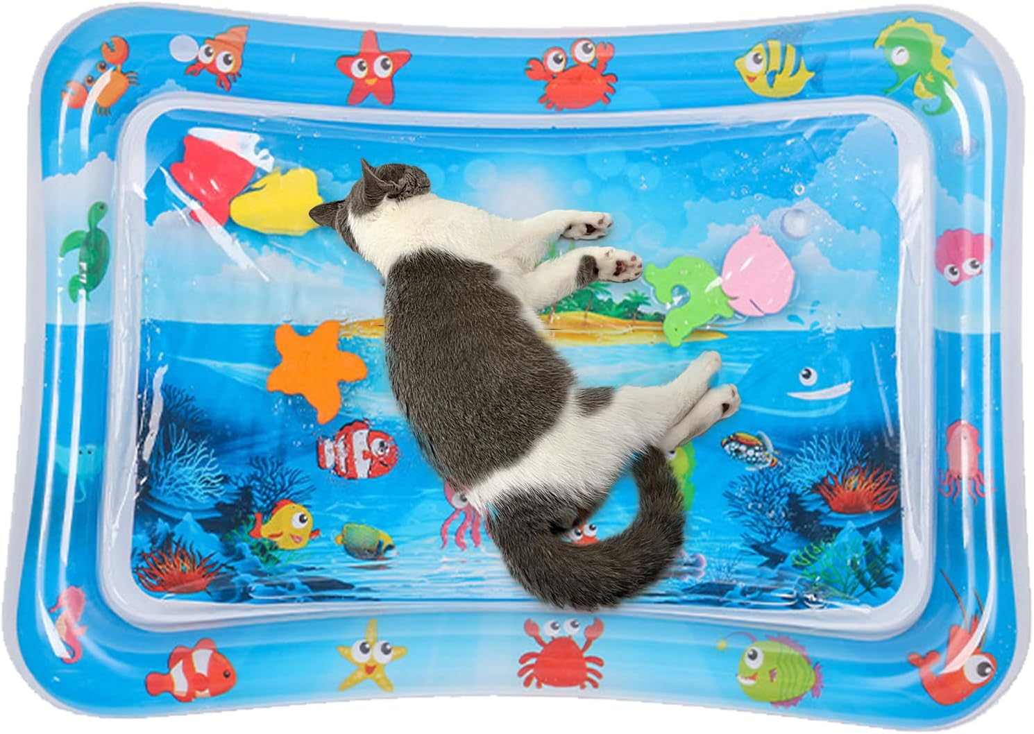 Water Sensor Mat - Cat Mat, Interactive Kitten Toys | PVC Leakproof Cat Water Sensory Pad, Water Sensory Playmat with Sea Theme, Bored Indoor Cats Toys, Sensor Water Playmat for Cats Dogs image number 4