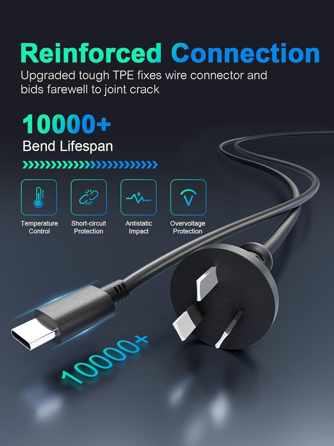 65W USB C Laptop Charger Fast Chromebook Charger Compatible with Lenovo Thinkpad Yoga HP Spectre Elitebook Dell Latitude Acer Google Asus Samsung Computer Replacement 45W USB Type C Power Supply Cord image number 3