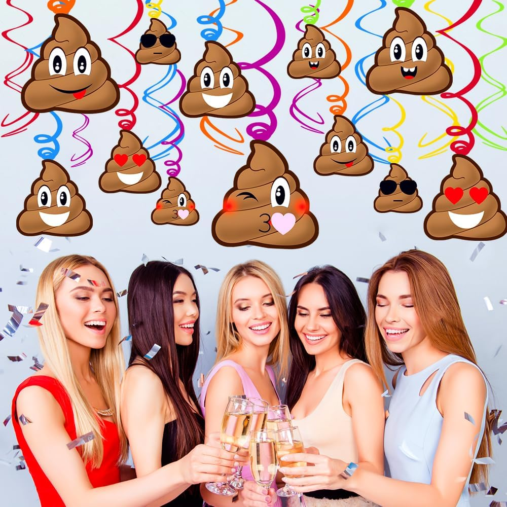 Emoji Birthday Party Decorations 30Pcs Emoji Hanging Swirl, Emoji Streamers, Emoji Party Decorations, Poop Emoji Party Supplies image number 3