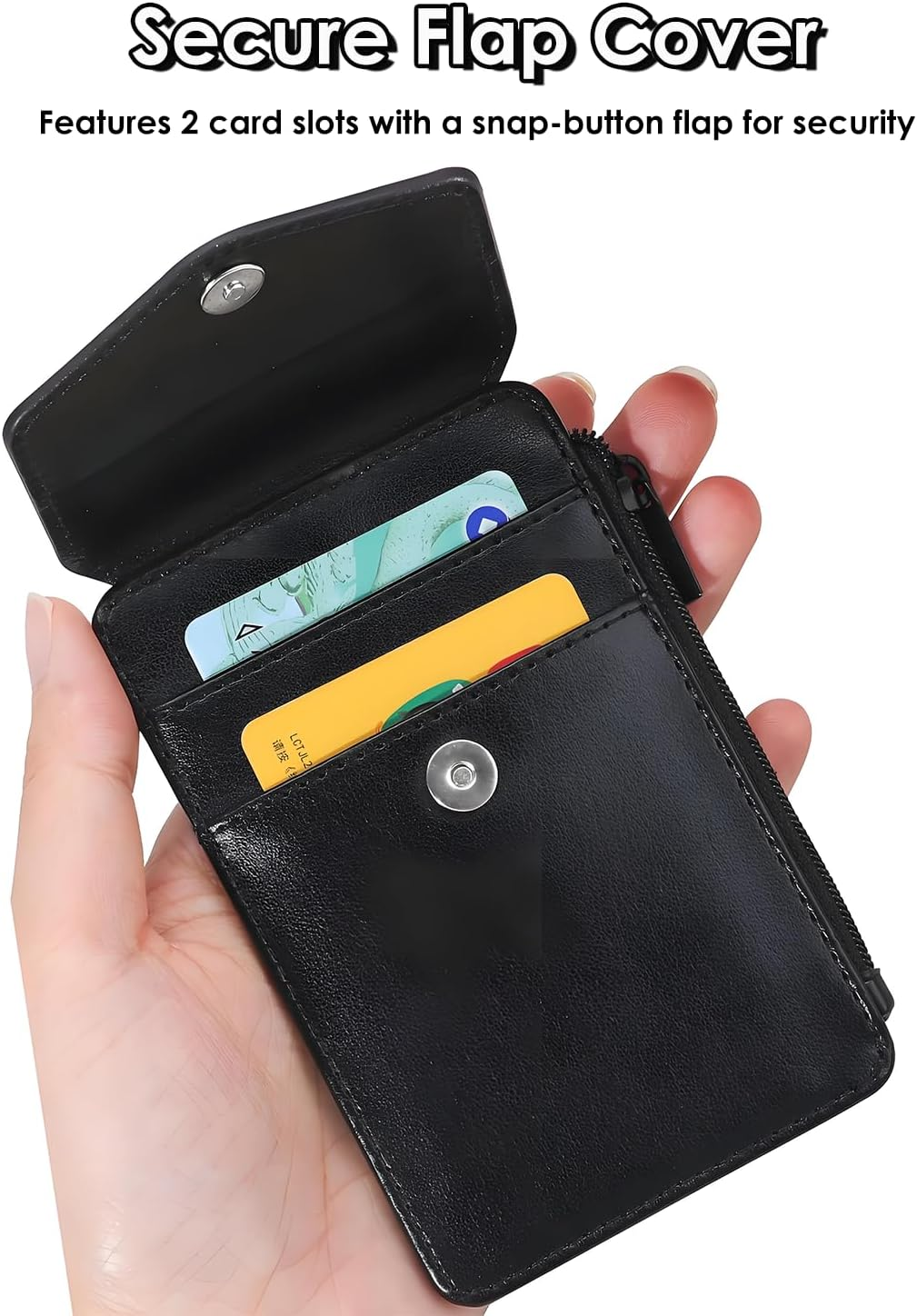 Teskyer Badge Holder with Side Zip Pocket, Multiple Card Slots Leather ID Holder Wallet with Neck Lanyard for Office Staffs, Teachers/Students, Couriers, Workers image number 6