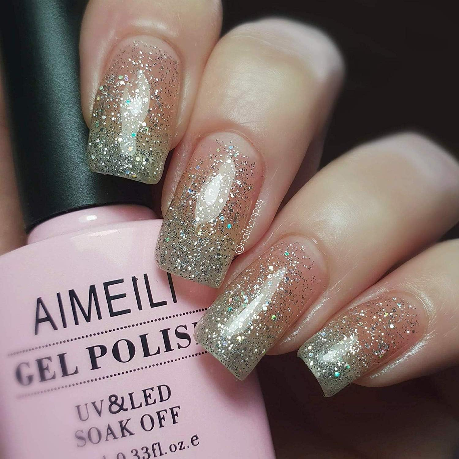 AIMEILI Soak off UV LED Gel Nail Polish - Silver Glitter Explosion (023) 10Ml image number 1