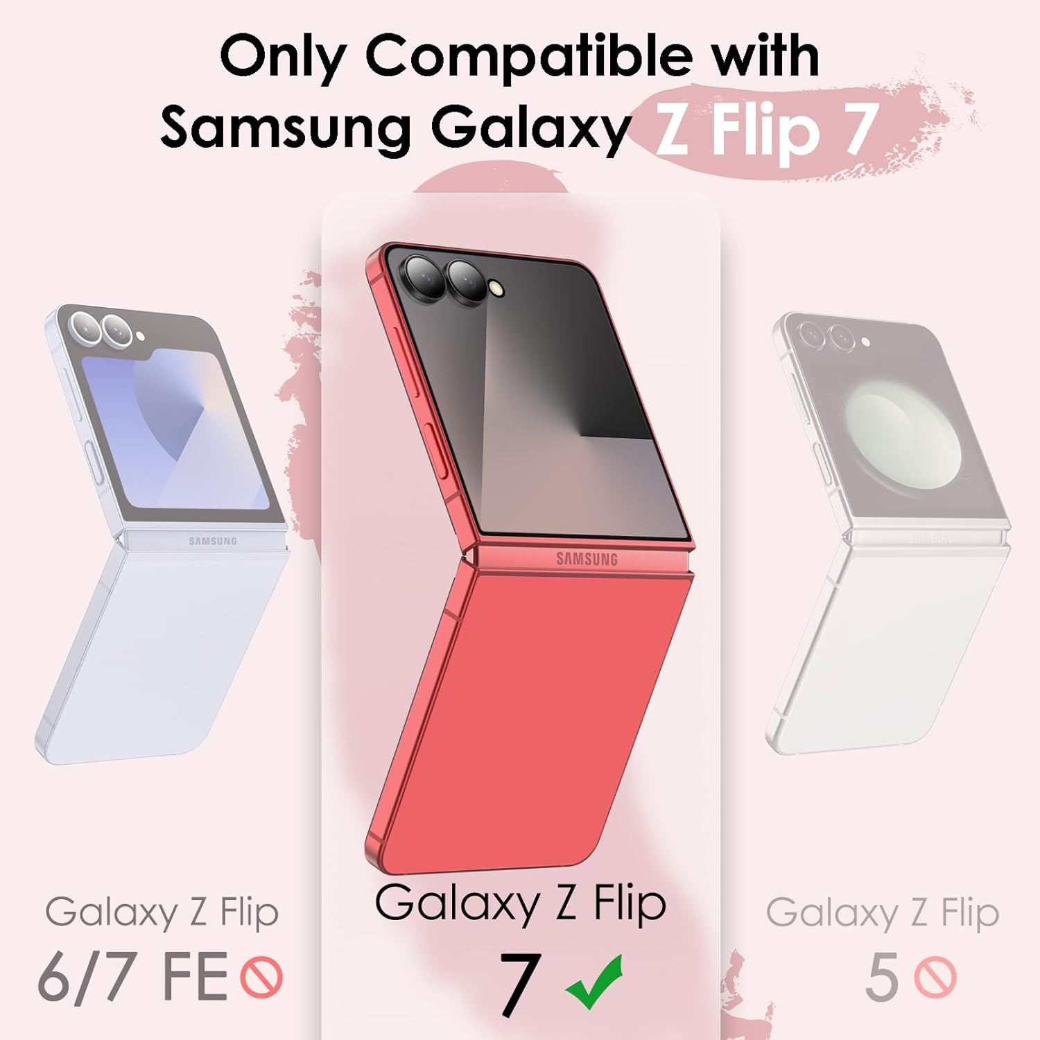 Jetech Case for Samsung Galaxy Z Flip 7 2025 with Ring, Hard PC Slim Shockproof Anti-Scratch Protective Phone Cover (Coralred) image number 1