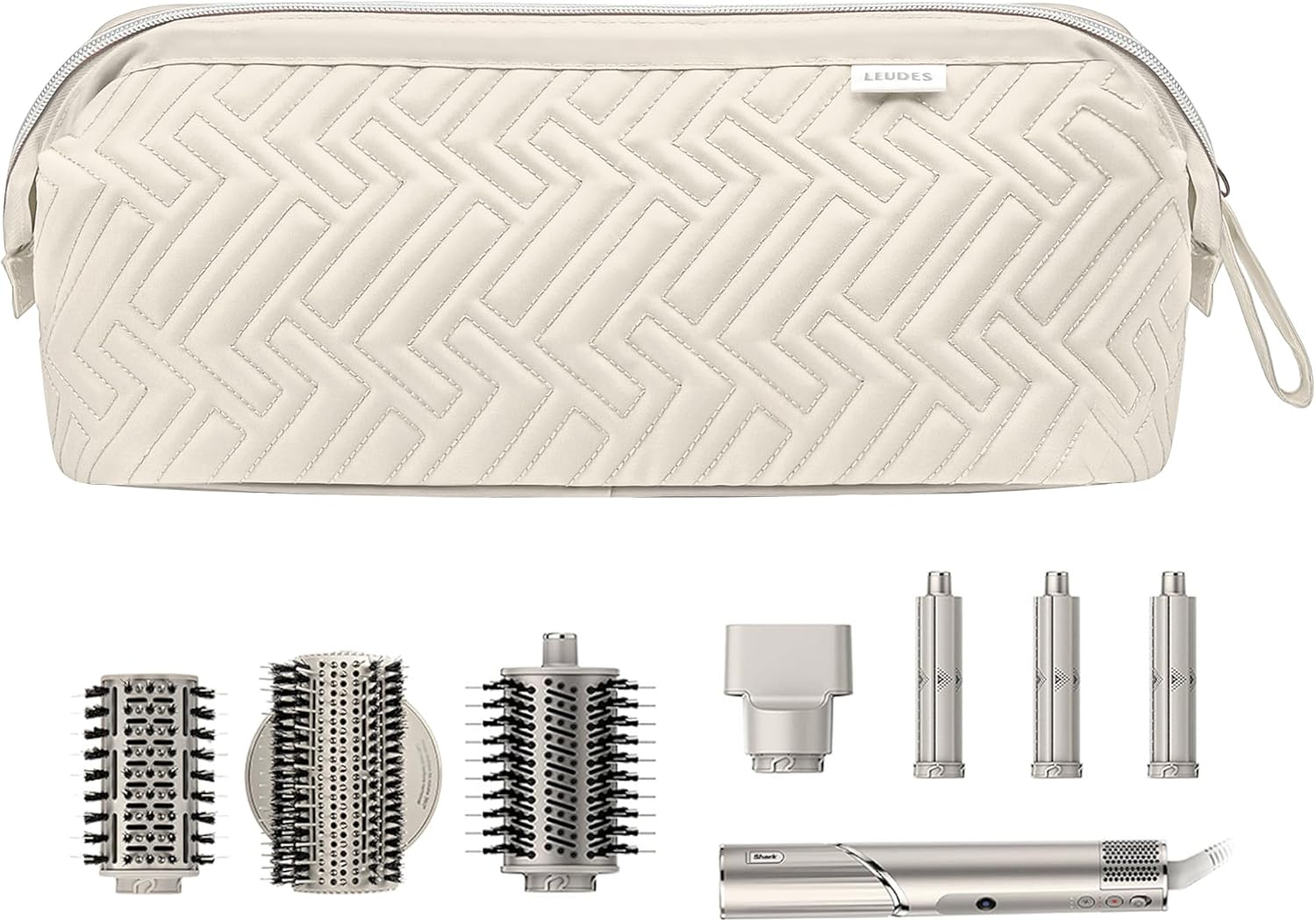 Leudes Hair Tools Travel Bag for Shark Flexstyle Carrying Case Portable Shark Hair Air Wrap Dryer Case Waterproof Dustproof Flat Curling Iron Travel Organizer (Beige) - Black image number 7