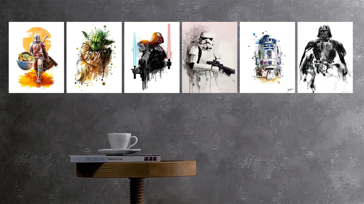 GESYR Star Wars Poster Set of 6 Watercolor Prints Kids Room Decor Darth Maul Darth Siddious Unframed 8X10 Inch image number 6