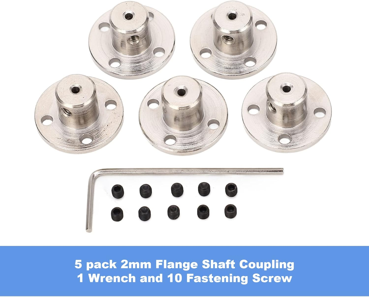 5 Pack 2Mm Flange Coupling Connector, Rigid Guide Steel Model Coupler Accessory, Shaft Axis Fittings for DIY RC Model Motors, Hardware, High Hardness Coupling Connector, Silver image number 2