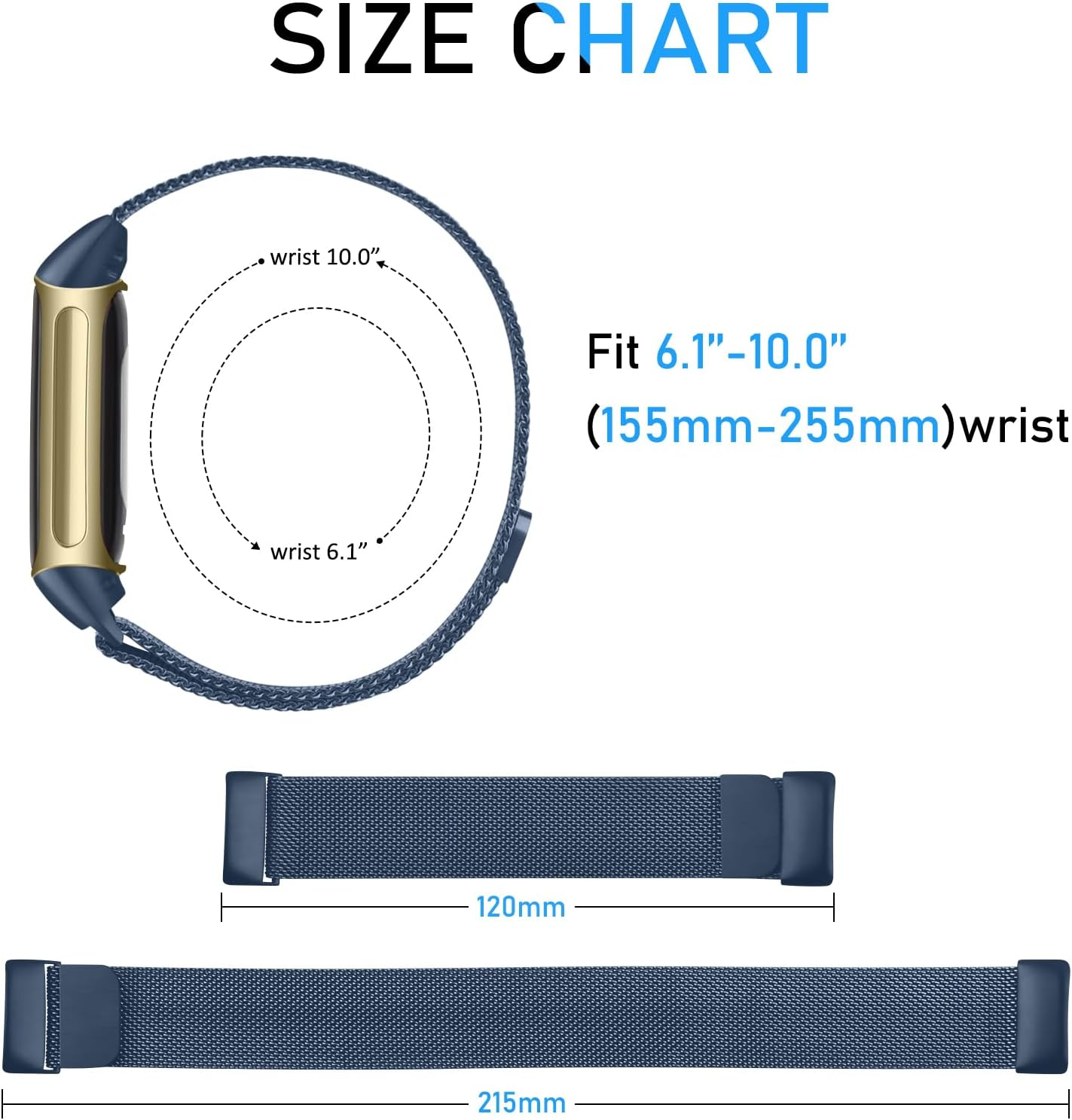 Vanjua for Fitbit Charge 6 / Charge 5 Bands Women Men, Stainless Steel Metal Mesh Loop Adjustable Magnetic Wristband Replacement Strap Compatible with Fitbit Charge 6 / Charge 5 Fitness Tracker - Champagne Gold image number 6