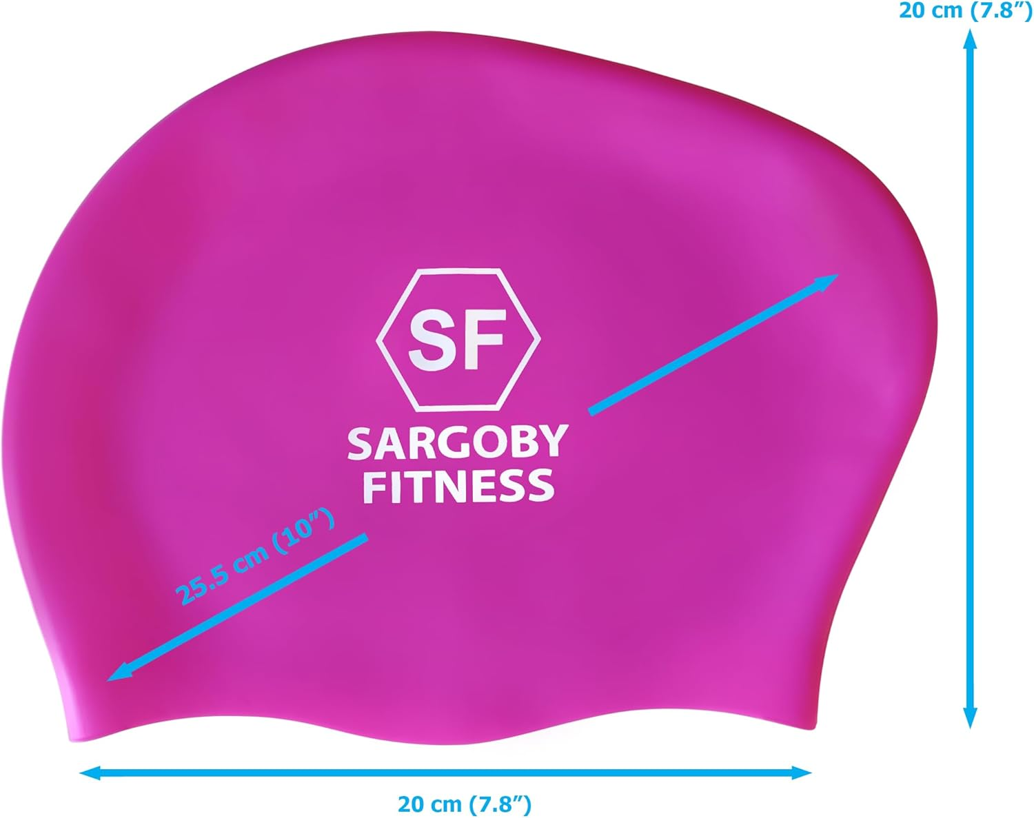 Long Hair Swim Cap for Women and Men with Longer Hair - Pink image number 4