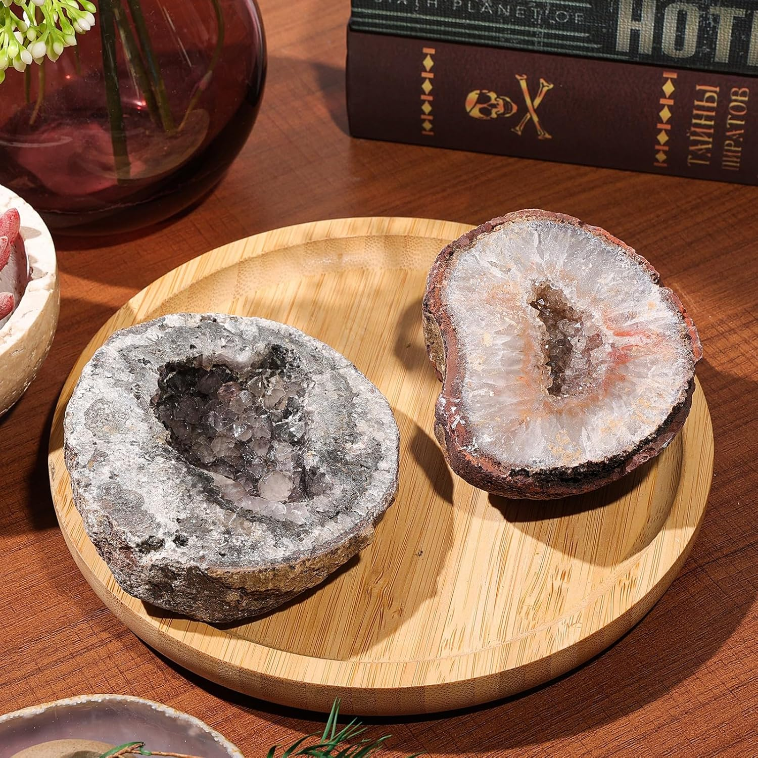 Nupuyai Agate Geode Stone Crystal Cluster Druse Raw Stone Mineral Stone Healing Stone Feng Shui Natural Stone Agate Decoration for Home Garden Large image number 5