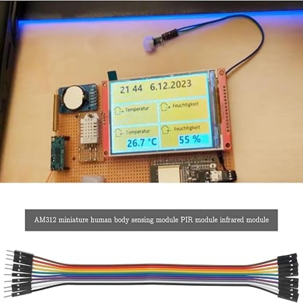 Quxyxso IR Human Sensor 5Pcs AM312 Mini Detector Module HC-SR312 Pyroelectric Infrared PIR Motion Automatic Detector DC 2.7 to 12V for Arduino 2 A1U2 with Dupont Wire image number 2