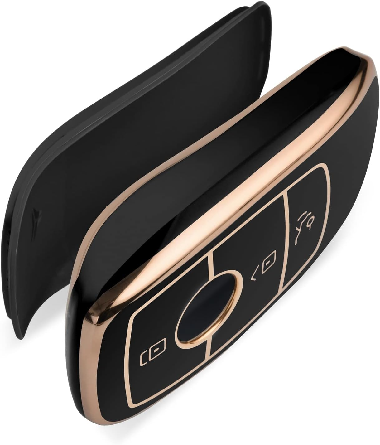 OATSBASF Key Cover for Mercedes,Car Key Protective Cover for Mercedes Benz E Class 2017 S 2018 Remote Fob Key (Golden Edge-Black) - Blue Stripes image number 5