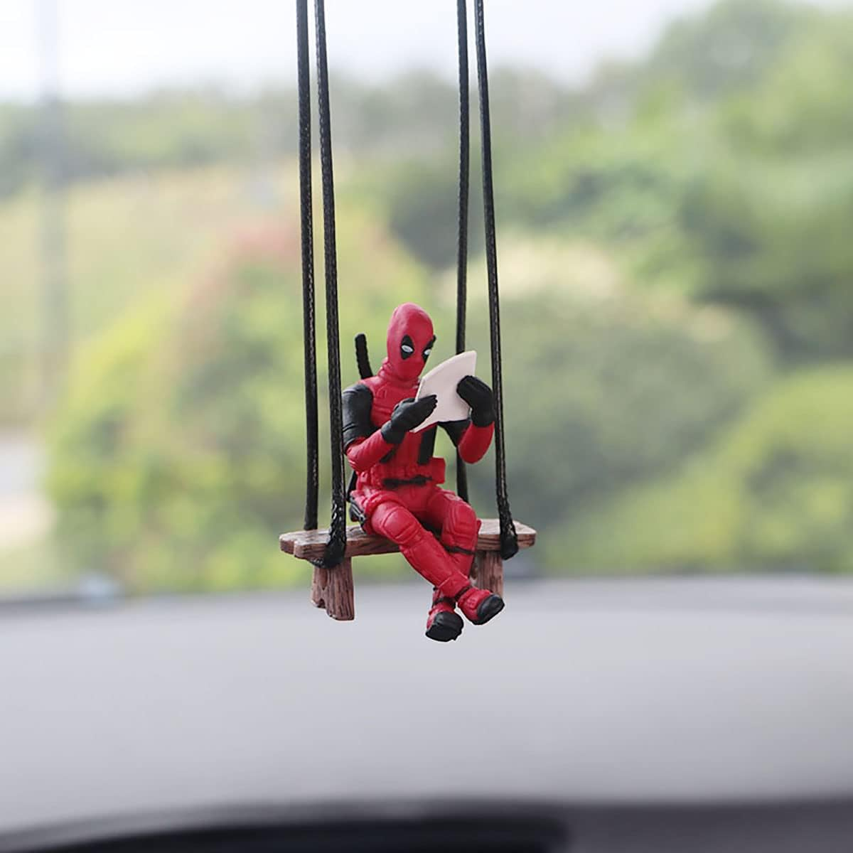 Funny Anime Car Mirror Hanging Accessories Car Pendant Reading Deadpol Ornaments Auto Rearview Mirror Decoration Car Accessories Car Interior Decor image number 5
