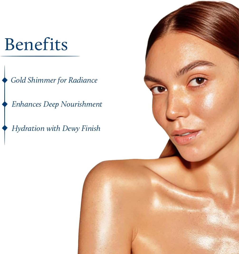 Blue Nectar Body Oil with 24K Swaran Bhasam for Glowing Skin | Ayurvedic Body Oil for Dry Skin | Nourishing Oil with 24K Gold & Shimmer (16 Herbs, 200Ml) image number 6