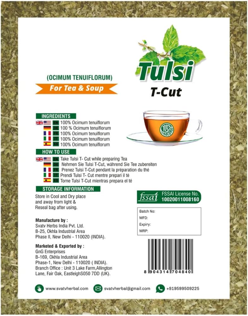 SVATV Herbal Tusli Loose Tea Leaf | Holy Basil Tea | Immune Support | Healthy Inflammatory Response | Rich Antioxidants - 100G, 3.52 Oz, 0.22 Lbs