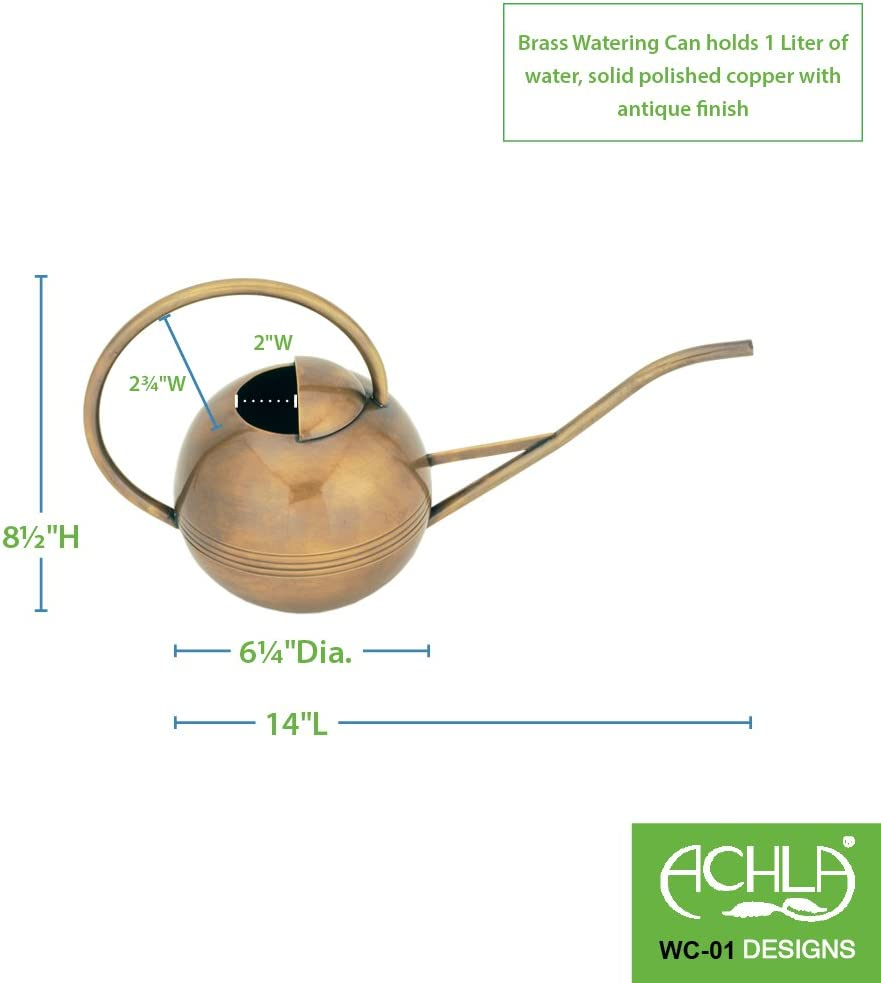 Achla Designs WC-01 Brass Metal Small Watering Can Houseplants image number 3