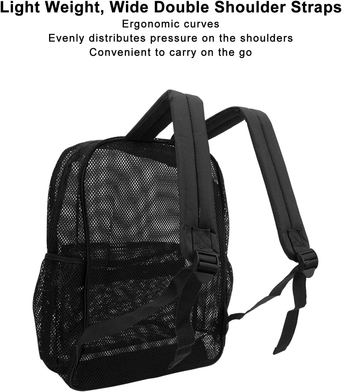 Mesh Backpack, Heavy Duty Large Capacity Mesh School Bag, Washable See through Backpack for Swimming Beach Sports - Gray image number 6