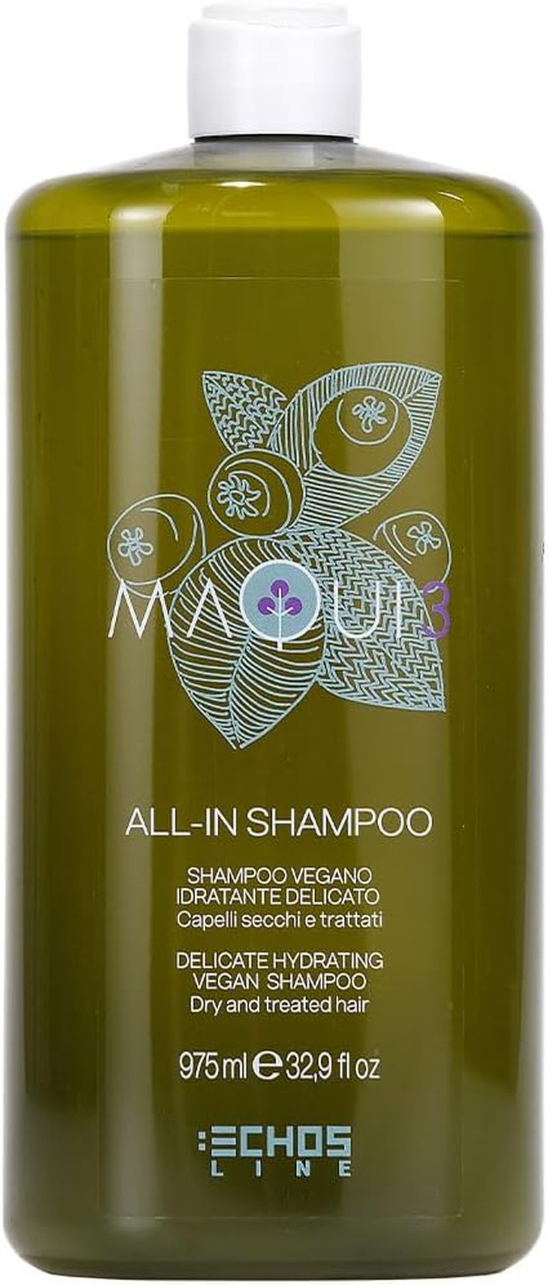 Echosline Maqui Moisturizing Vegan Shampoo for Dry and Treated Hair 975 Ml image number 2