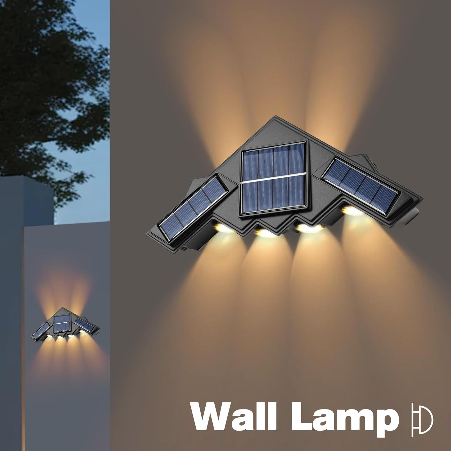 Advwin Solar Spot Lights Outdoor, Solar Garden Lights Ground/Wall 2 in 1, 4 Pack Warm White Landscape Spotlights with 2 Modes, IP65 Waterproof Solar Lighting for Lawn Tree Driveway Path image number 1