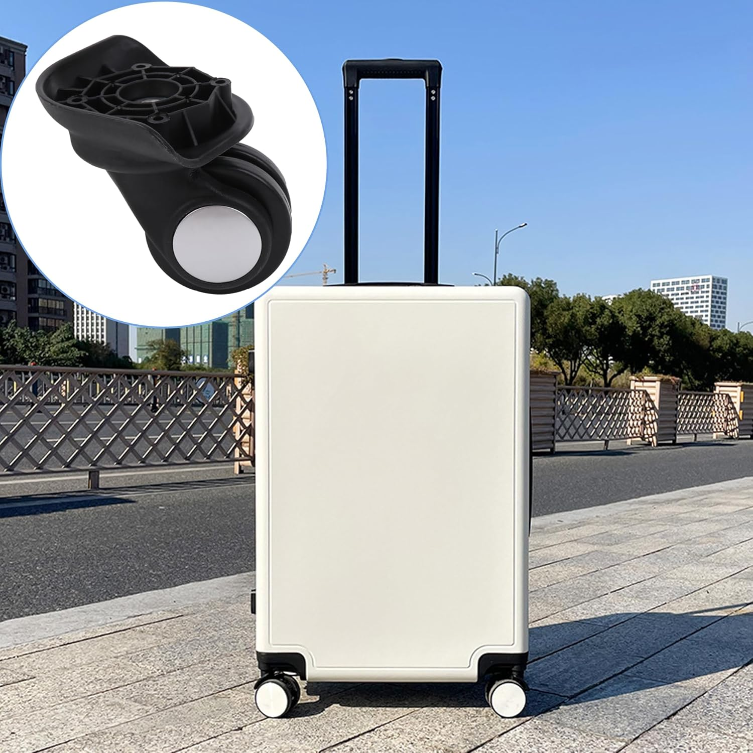 RDEXP Multifunctional Luggage Spinner 115W Series W003 Black Revolver 80Mm Pvc&Metal image number 1