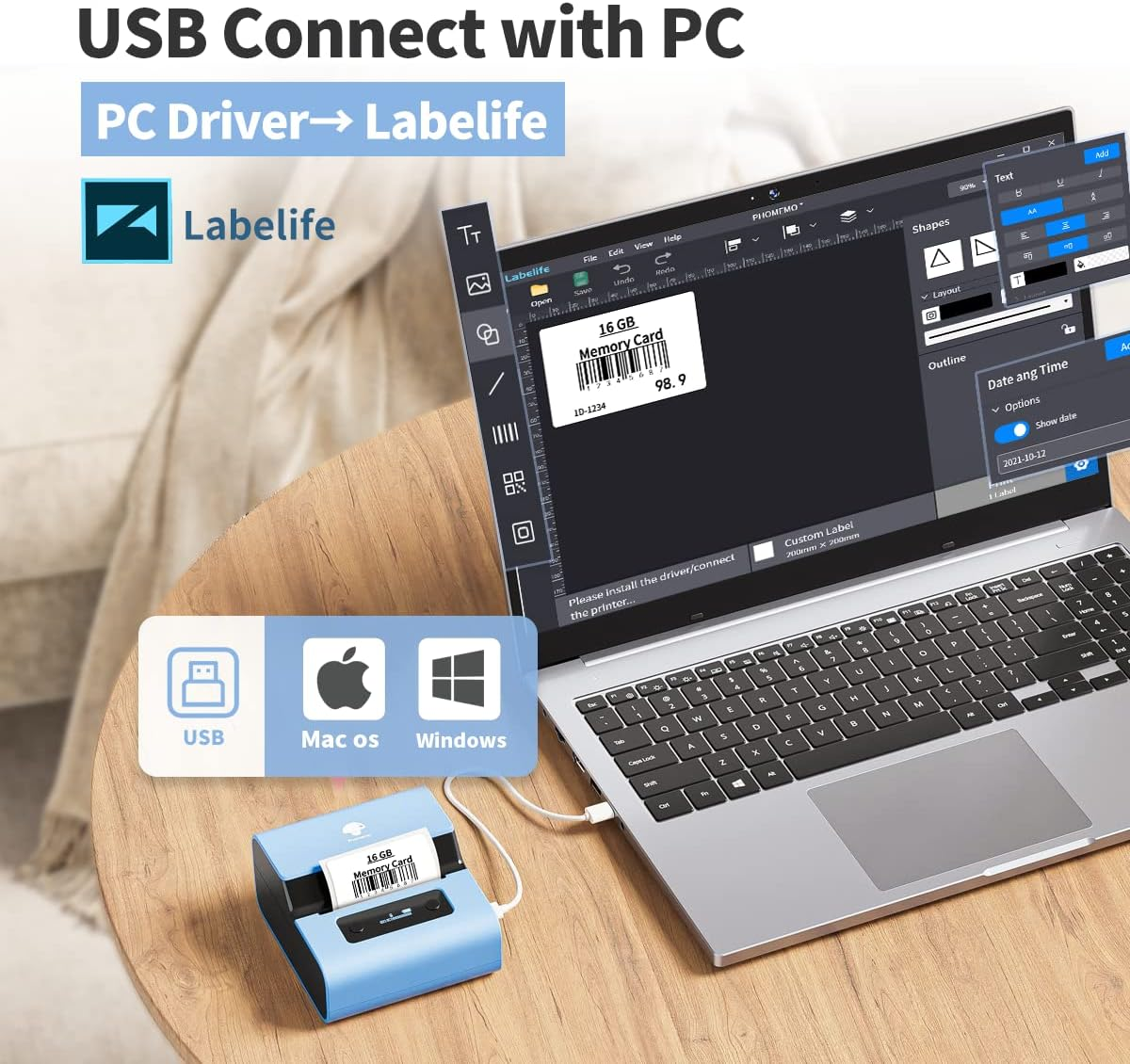 Phomemo Label Maker- M221 Barcode Label Printer 3 Inch Bluetooth Label Maker Machine for Barcode, Address, Logo, Mailing, Stickers, Small Business, Office & Small Business, Compatible with Phones&Pc image number 4