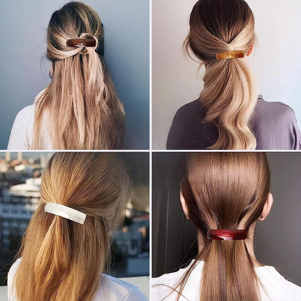 XFSRG Hair Clips Women'S Hair Clip Ombre Design Striped Colour Gradient Rectangular Feather Suitable for Half up Hair