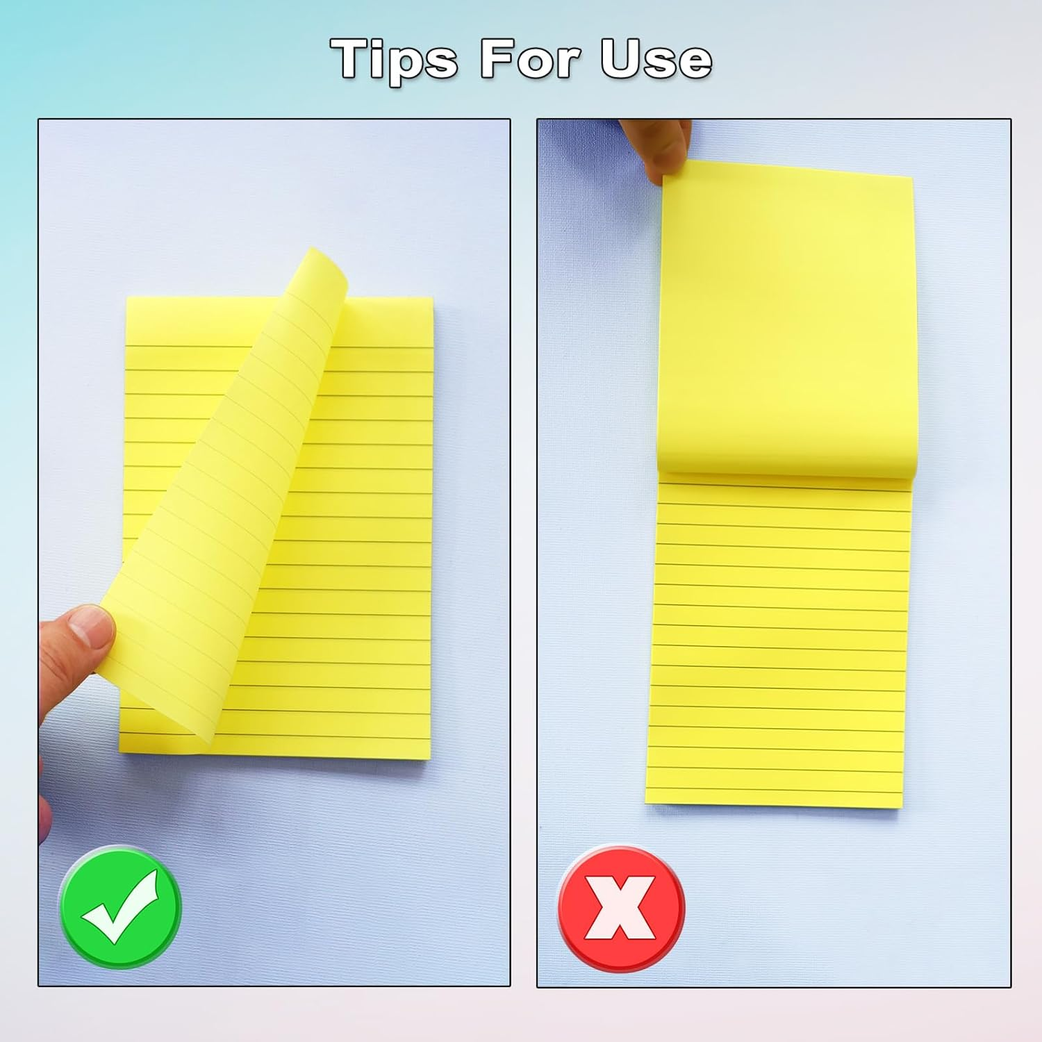 9 Pack Lined Sticky Notes 4X6, 9 Pastel Colors, 315 Sheets, Super Sticking Power, Office, Home, Notebook