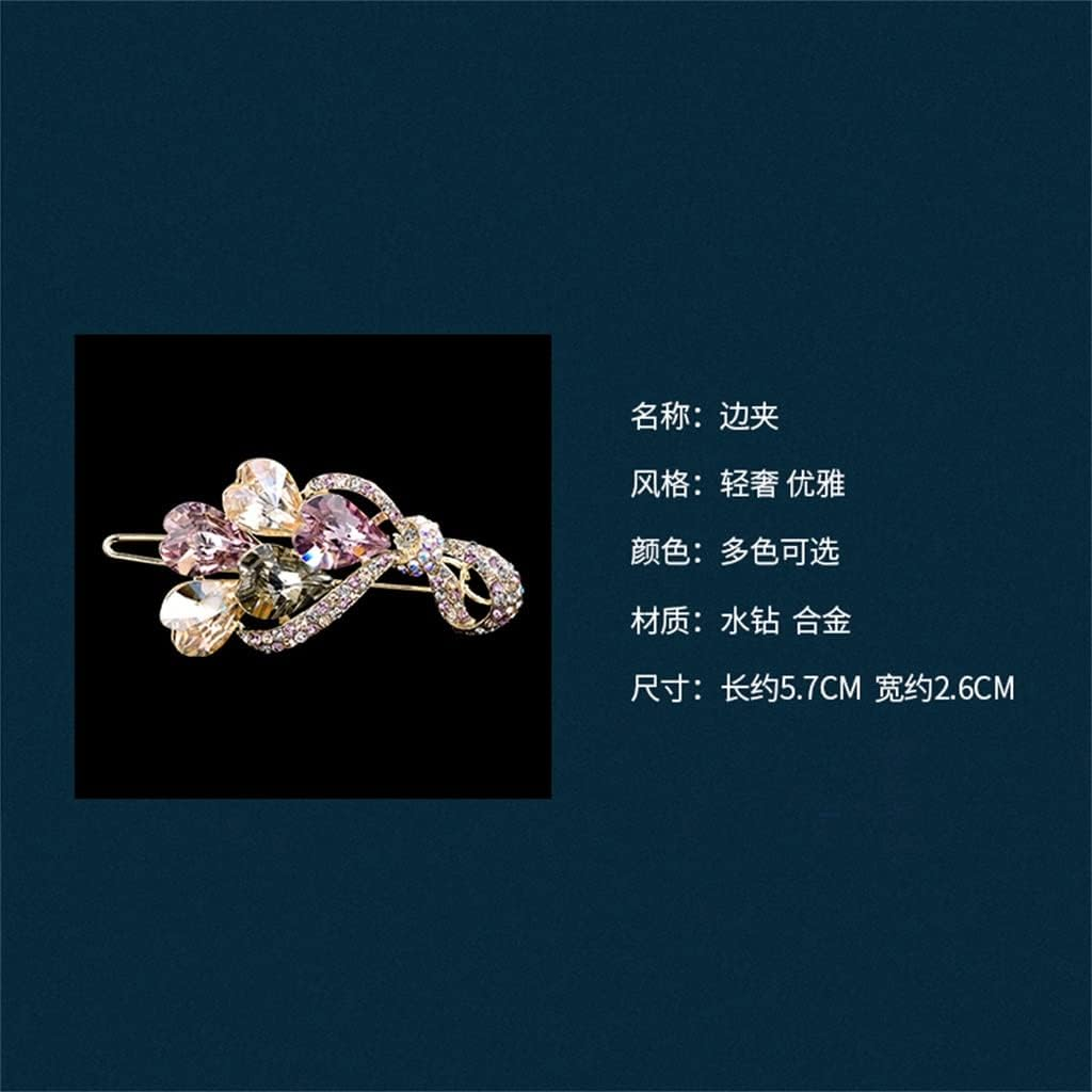 Rhinestone Hairpin,Crystal Barrette,Curl Hair Clip,Hairpin Side Clip Rhinestone Wild Small Hairpin Hairpin Hairpin One Word Clip Bangs Clip (Color : B, Size : 5.7 * 2.6Cm) image number 3