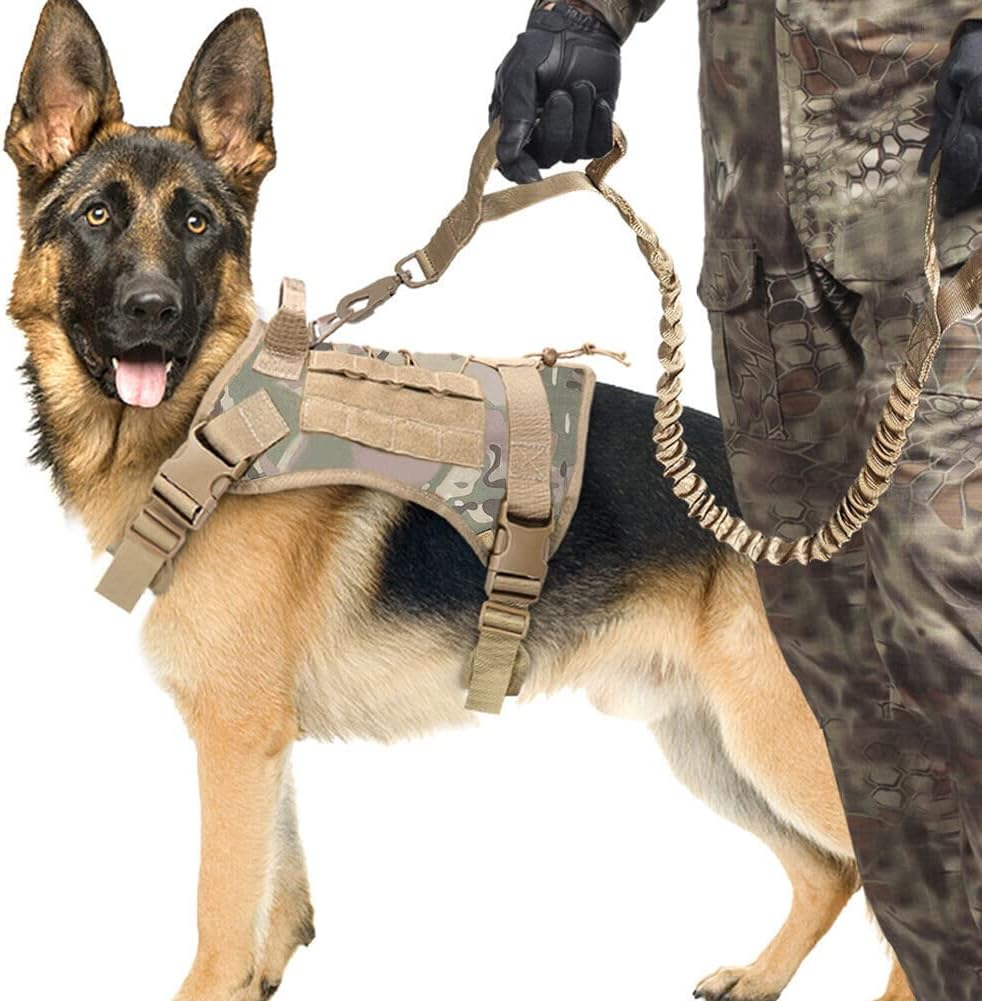 LIMHOO Tactical Dog Vest with Handle Adjustable Service Dog Harness No Pull Military Service Pet Vest for Walking Hiking Training (Cp Camo-L) image number 5