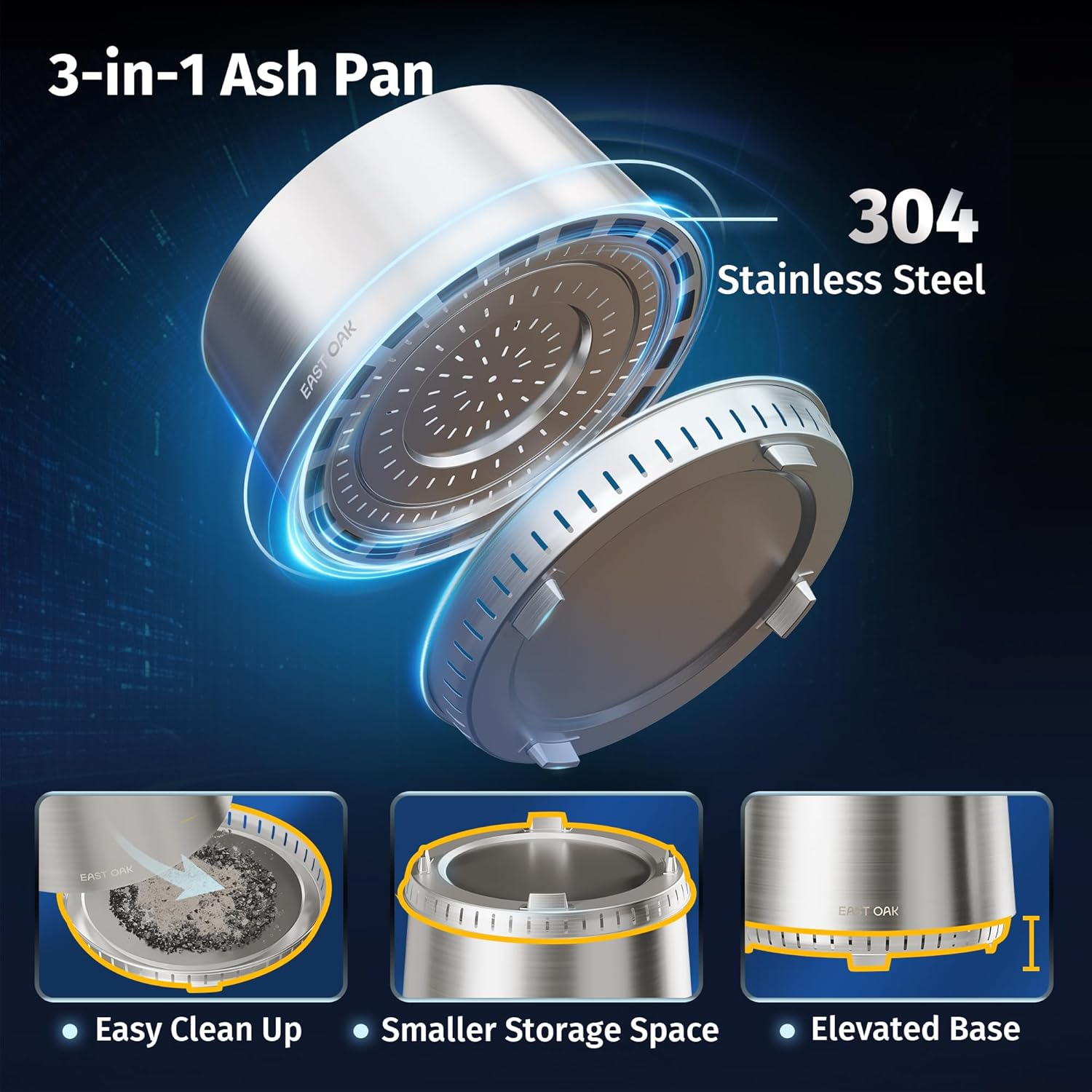 EAST OAK Fuoco Smokeless Fire Pit 21'' for Patio and Outdoor, Stainless Steel Firepit Wood Burning Fireplace with Carrying Bag, Portable Outdoor Fire Pit with Stand & Removable Ash Pan for Outside image number 1