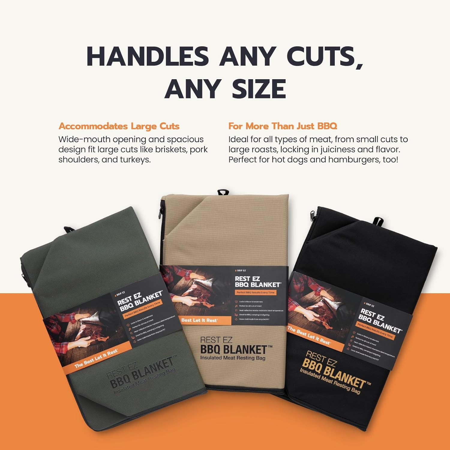 Rest EZ BBQ Blanket&reg; - Insulated Meat Resting Bag for Moisture Retention and Tender BBQ - Heavy-Duty with Wide Mouth Design for Briskets, Pork Shoulders, Steaks - Black