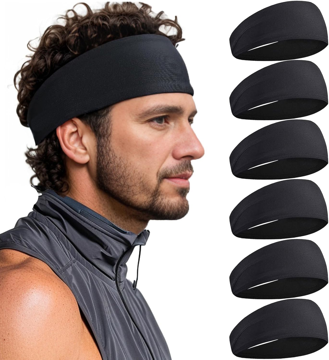 Headbands,T Tersely Yoga Sports Headband, Non-Slip & Lightweight Mens Sweat Band, Womens Elastic Athletic Hair Band for Men,Working Out Sweatband