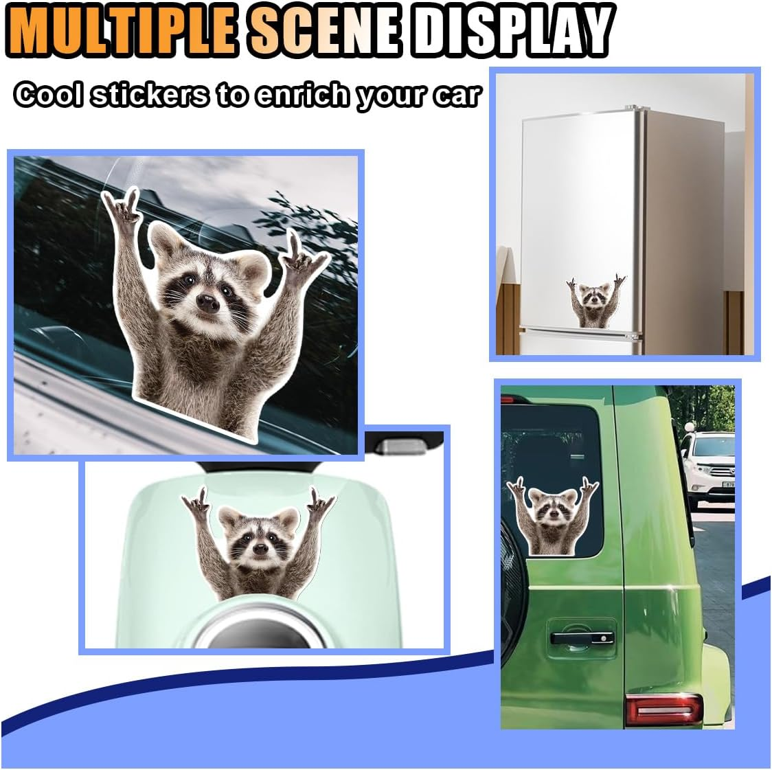 Funny Rocking Raccoon Sticker Decal - Cute Car Window Decal Waterproof Vinyl Sticker, 5.11&times;4.42 Inch Raccoon Pattern Car Laptop Wall Window Bumper Sticker (1PC) image number 5