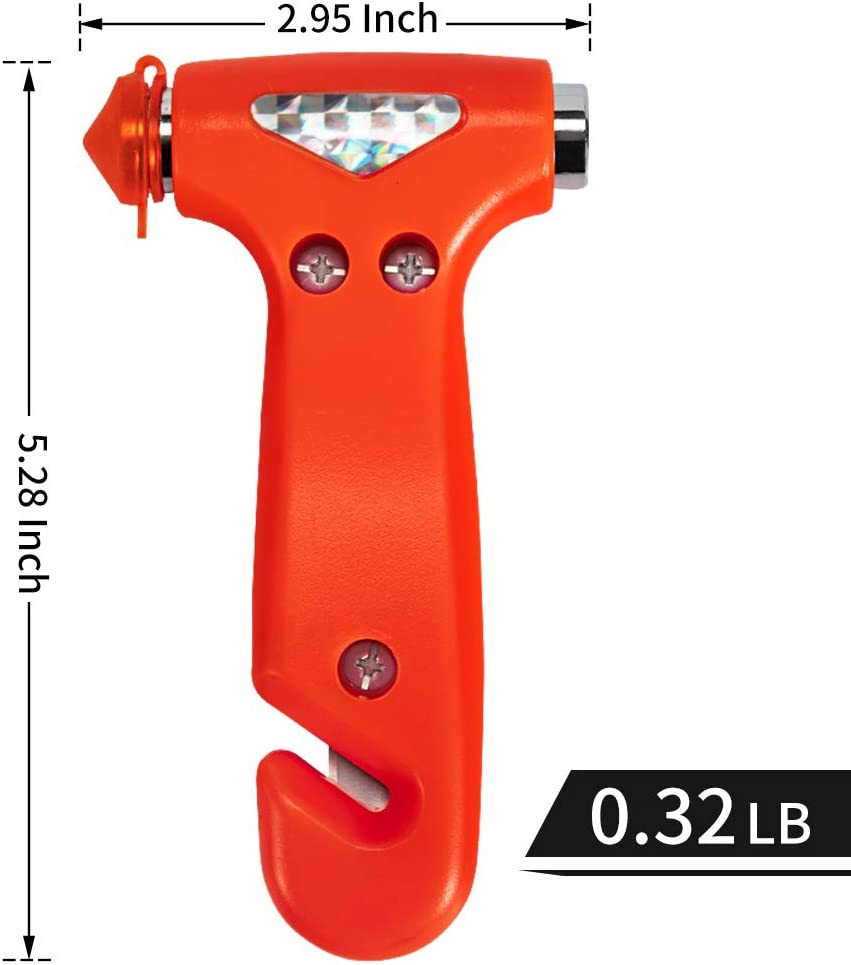 2-Pack Car Safety Hammer, Auto Emergency Escape Hammer with Window Breaker and Seat Belt Cutter, Striking Red Emergency Escape Tool for Car Accidents
