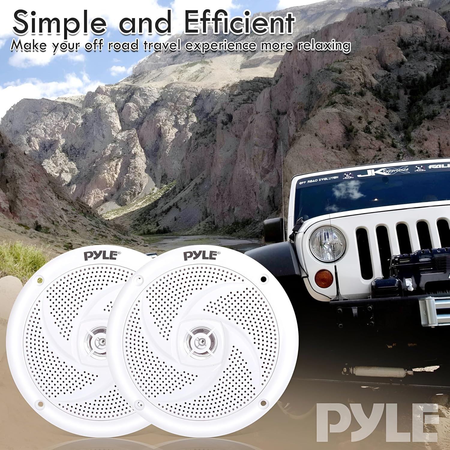 Pyle Marine Speakers - 4 Inch 2 Way Waterproof and Weather Resistant Outdoor Audio Stereo Sound System with 100 Watt Power and Low Profile Slim Style Design - 1 Pair - PLMRS4W (White) image number 1