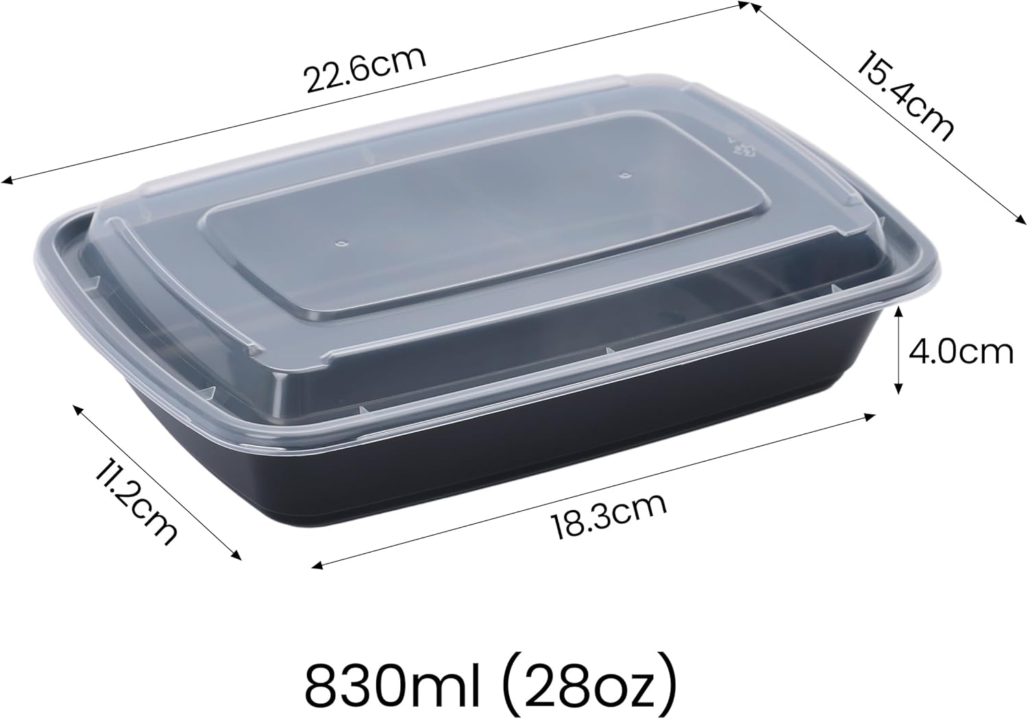 Meal Prep Container 35-Set 830Ml - Reusable Bpa-Free - Dishwasher/Microwave/Freezer Safe - Black Base/Clear Lids - Ideal for Portion Control, Leftovers - Stackable Food Storage & Meal Prep Containers
